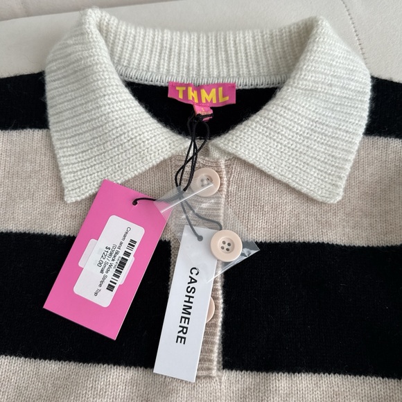 DRISCOLL CASHMERE SHORT SLEEVE STRIPED SWEATER SIZE SMALL - Picture 6 of 7